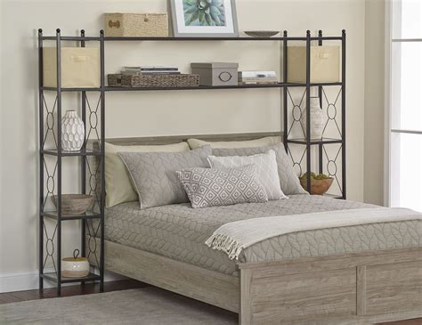 alcove over the bed metal organizer with fabric baskets queen|Over.